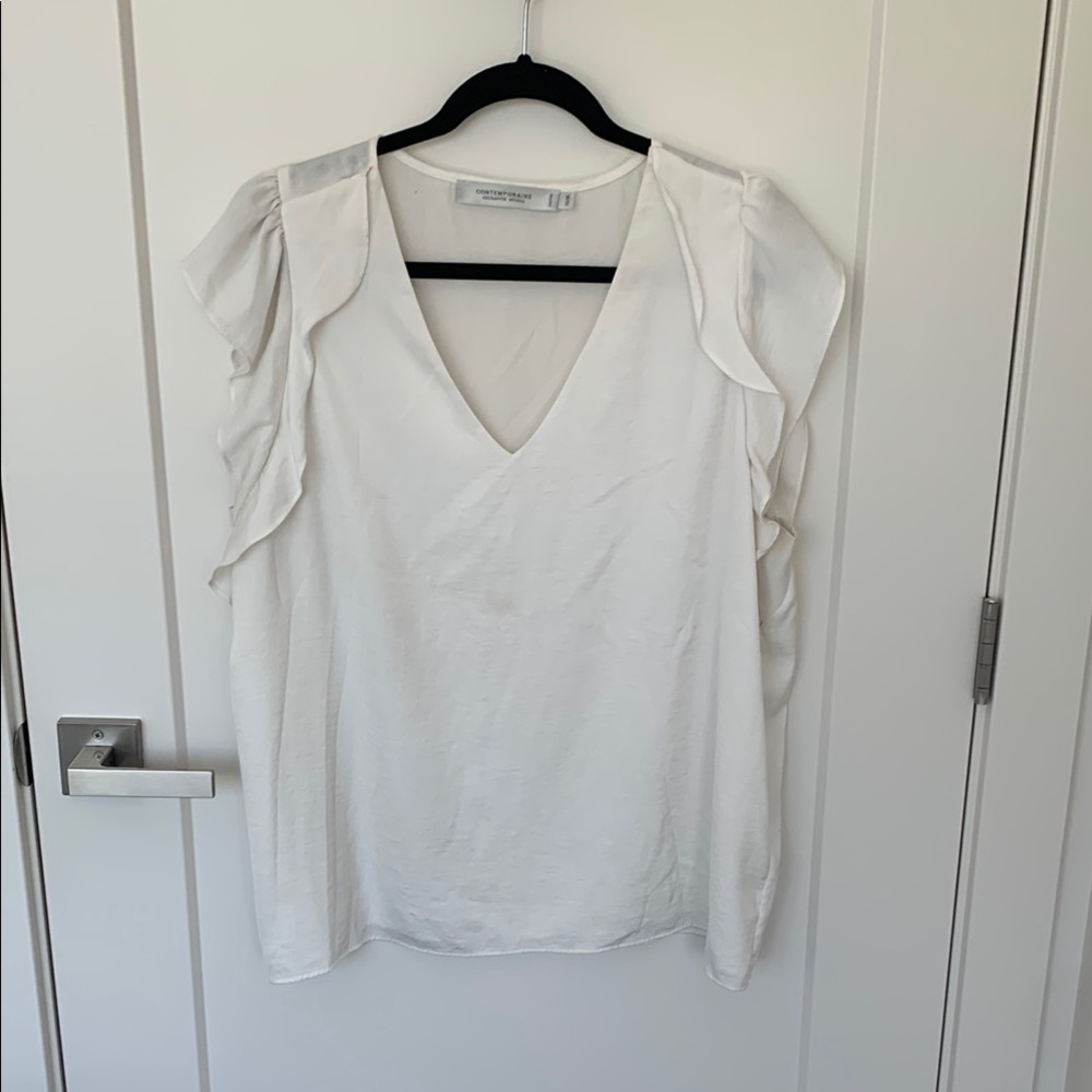 Cream Ruffled Blouse with Elegant Sleeves